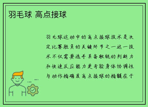 羽毛球 高点接球